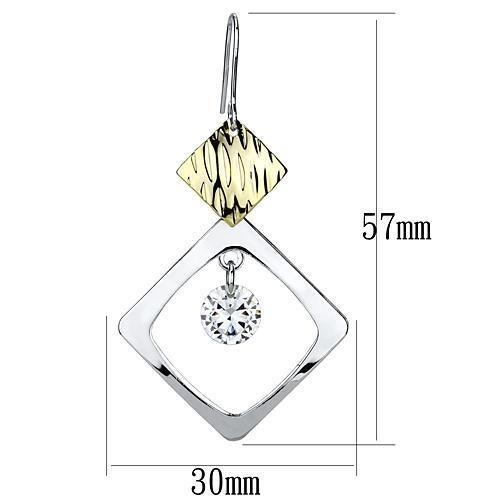 LO2670 - Gold+Rhodium Iron Earrings with AAA Grade CZ  in Clear