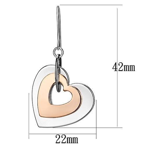 LO2675 - Rose Gold + Rhodium Iron Earrings with No Stone