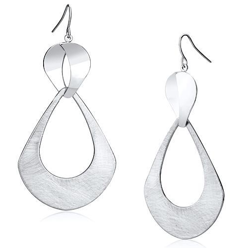 LO2752 Matte Rhodium & Rhodium Iron Earrings with No Stone in No Stone