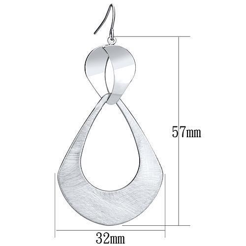 LO2752 Matte Rhodium & Rhodium Iron Earrings with No Stone in No Stone