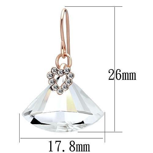 LO2755 - Rose Gold Iron Earrings with Top Grade Crystal  in Clear