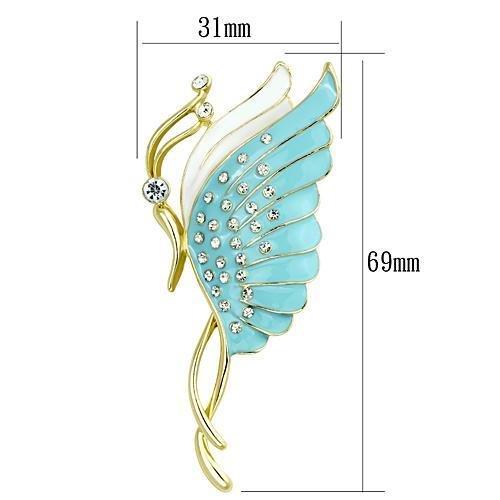 LO2771 - Flash Gold White Metal Brooches with Top Grade Crystal  in Clear