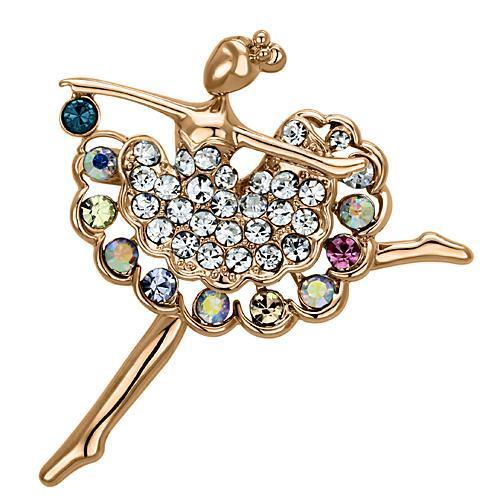 LO2782 - Flash Rose Gold White Metal Brooches with Top Grade Crystal  in Multi Color