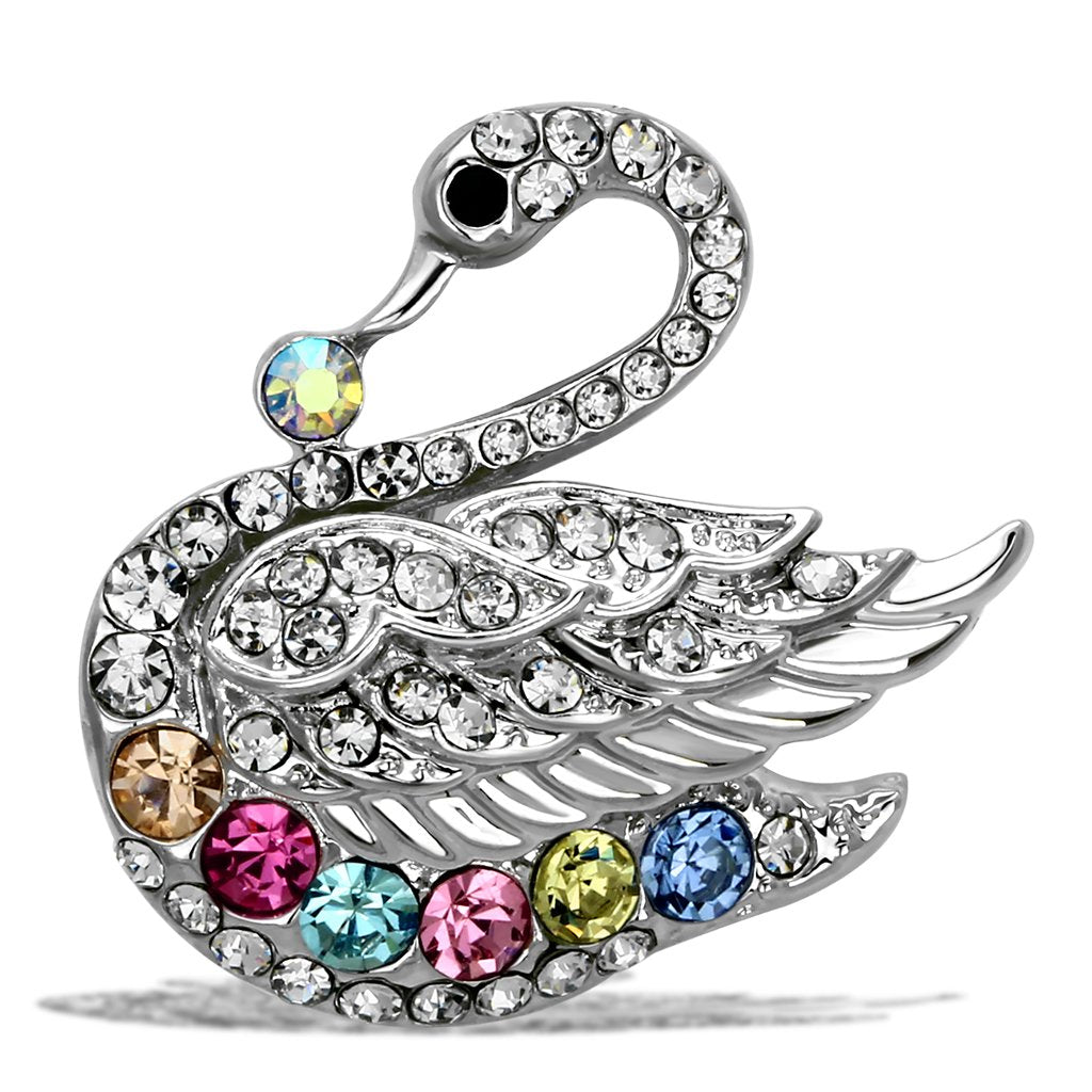 LO2788 - Imitation Rhodium White Metal Brooches with Top Grade Crystal  in Multi Color