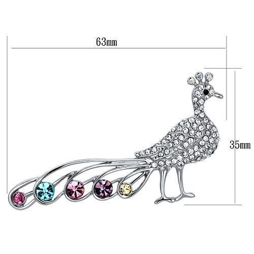 LO2797 - Imitation Rhodium White Metal Brooches with Top Grade Crystal  in Multi Color