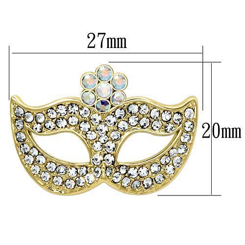 LO2808 - Flash Gold White Metal Brooches with Top Grade Crystal in Aurora Borealis (Rainbow Effect)