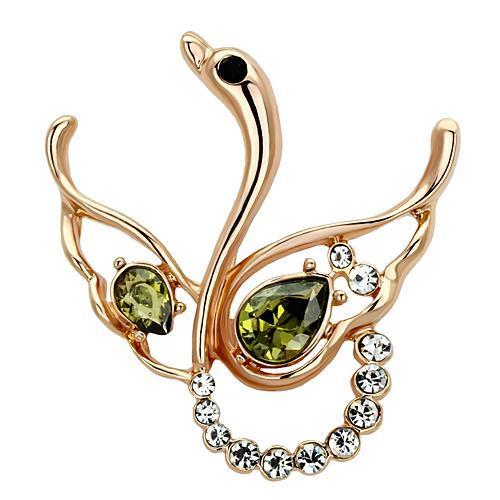 LO2816 - Flash Gold White Metal Brooches with Top Grade Crystal  in Olivine color