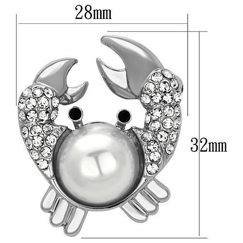 LO2842 - Imitation Rhodium White Metal Brooches with Synthetic Pearl in White