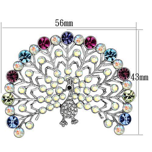 LO2848 - Imitation Rhodium White Metal Brooches with Top Grade Crystal  in Multi Color