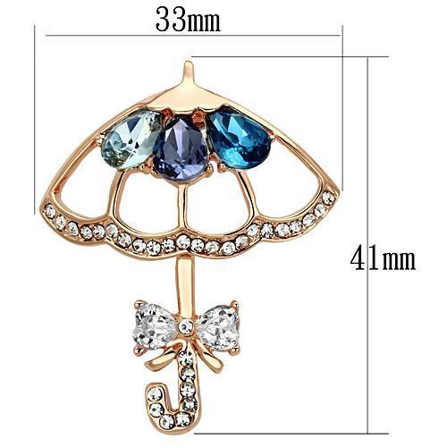 LO2855 - Flash Rose Gold White Metal Brooches with Synthetic Glass Bead in Multi Color