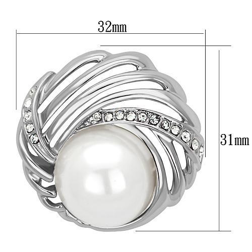 LO2866 - Imitation Rhodium White Metal Brooches with Synthetic Pearl in White