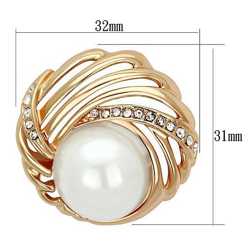 LO2867 - Flash Rose Gold White Metal Brooches with Synthetic Pearl in White