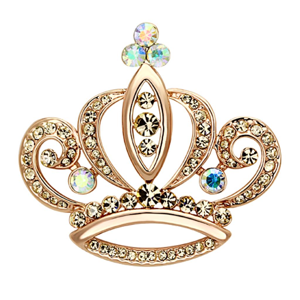 LO2871 - Flash Rose Gold White Metal Brooches with Top Grade Crystal  in Multi Color