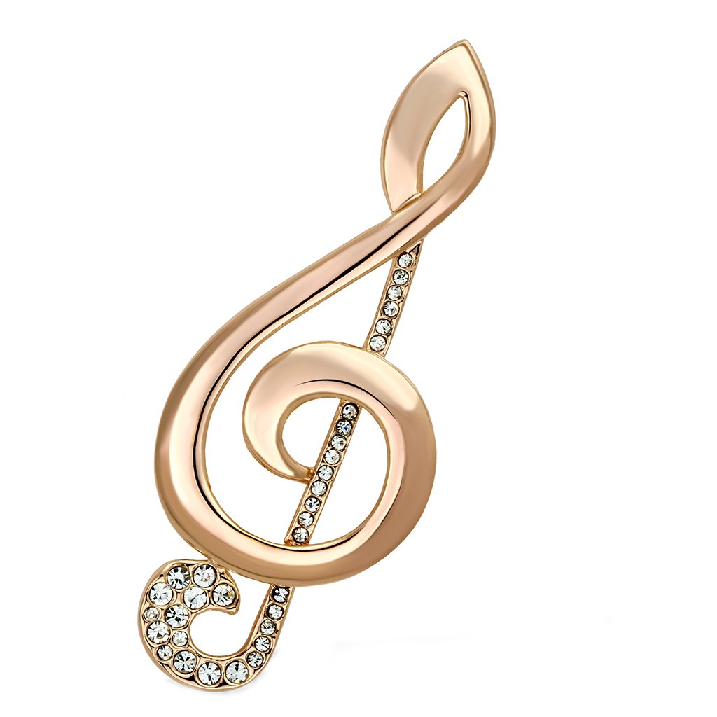 LO2893 - Flash Rose Gold White Metal Brooches with Top Grade Crystal  in Clear