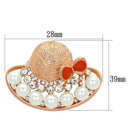 LO2902 - Flash Rose Gold White Metal Brooches with Synthetic Pearl in White