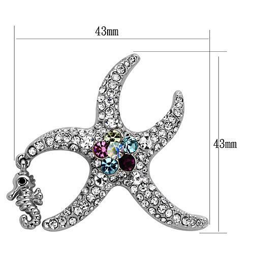 LO2910 - Imitation Rhodium White Metal Brooches with Top Grade Crystal  in Multi Color