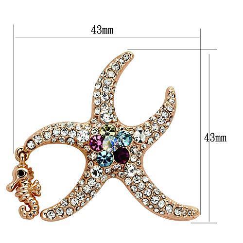 LO2911 - Flash Rose Gold White Metal Brooches with Top Grade Crystal  in Multi Color