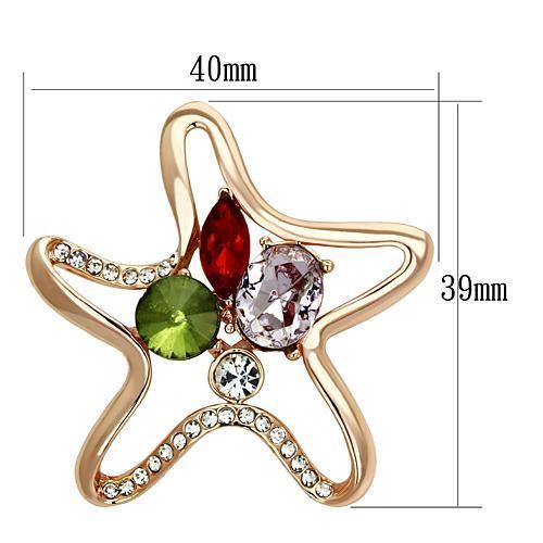 LO2913 - Flash Rose Gold White Metal Brooches with Synthetic Acrylic in Multi Color