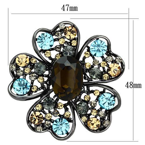 LO2926 - Ruthenium White Metal Brooches with Synthetic Synthetic Glass in Brown