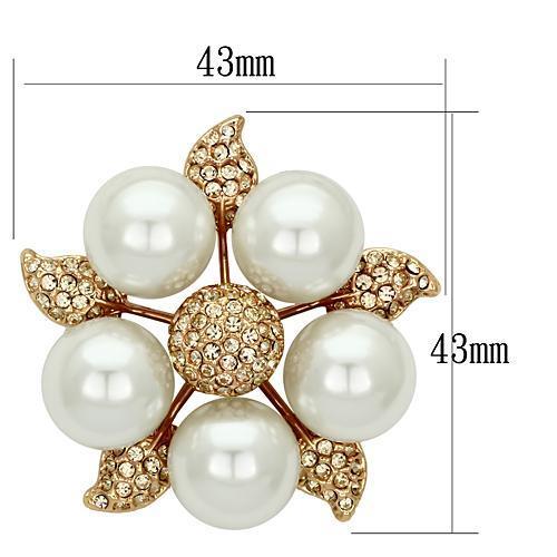 LO2928 - Flash Rose Gold White Metal Brooches with Synthetic Pearl in White