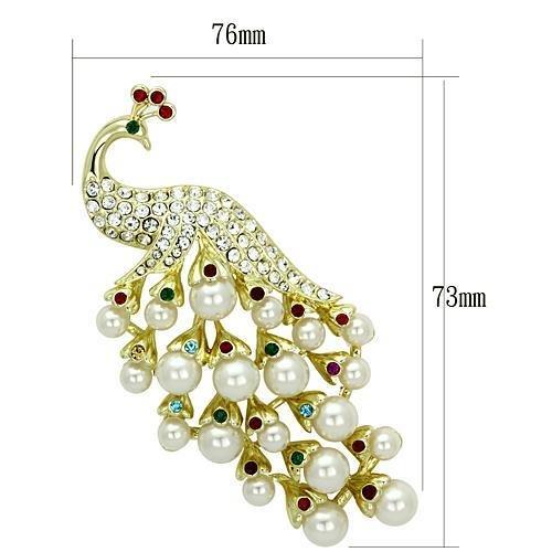 LO2933 - Flash Gold White Metal Brooches with Synthetic Pearl in White