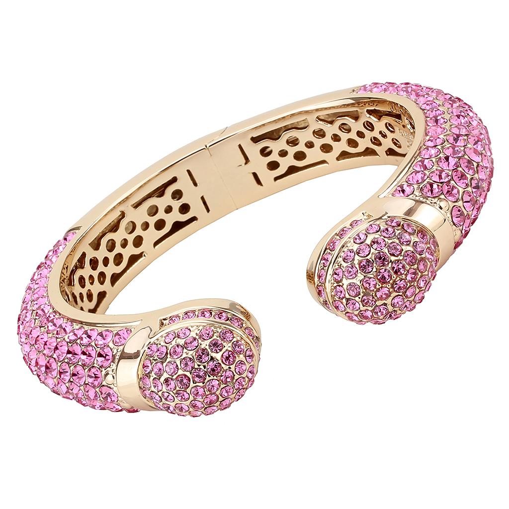 LO4288 - Flash Rose Gold Brass Bangle with Top Grade Crystal  in Rose