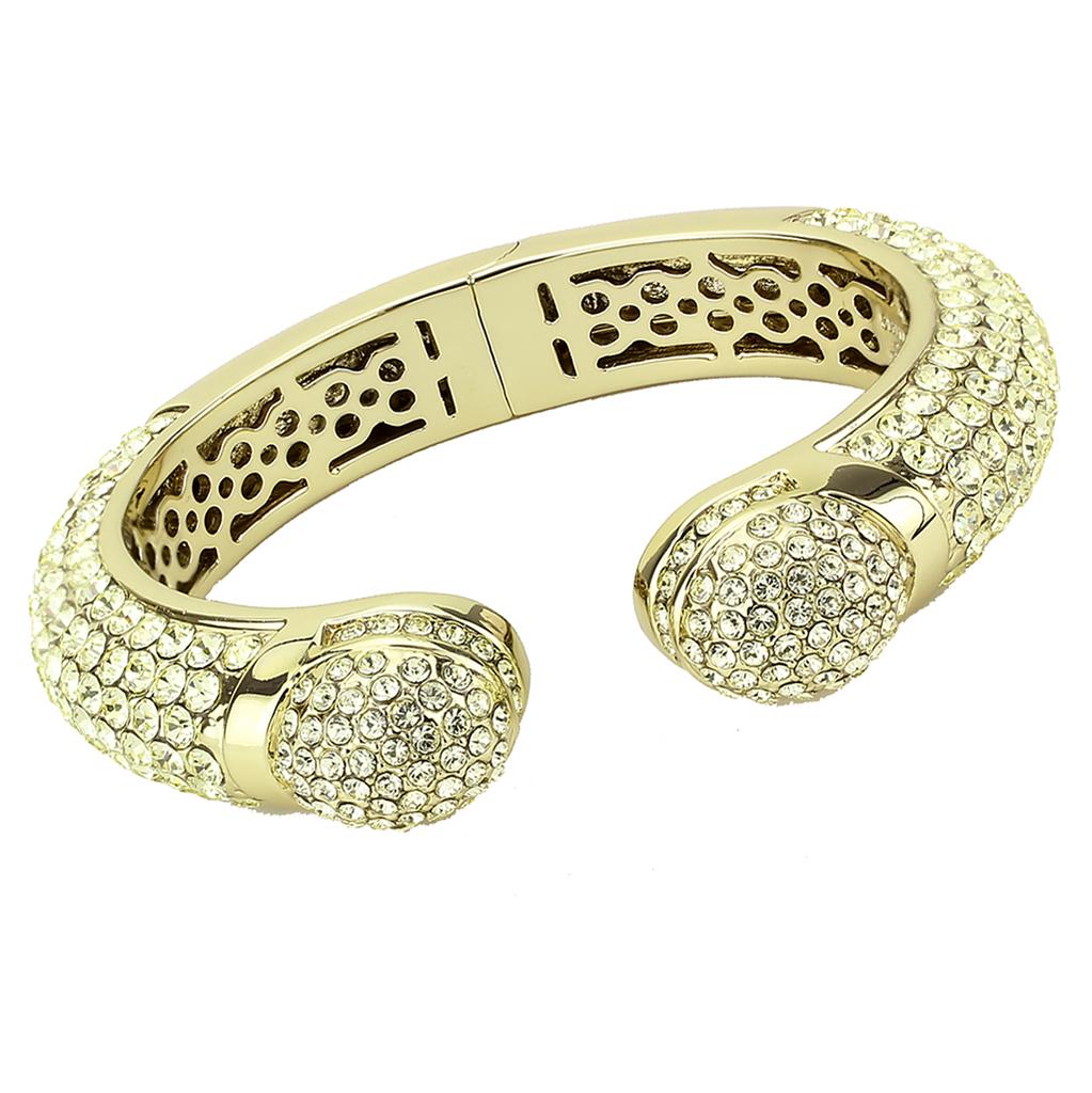 LO4295 - Flash Gold Brass Bangle with Top Grade Crystal  in Citrine Yellow