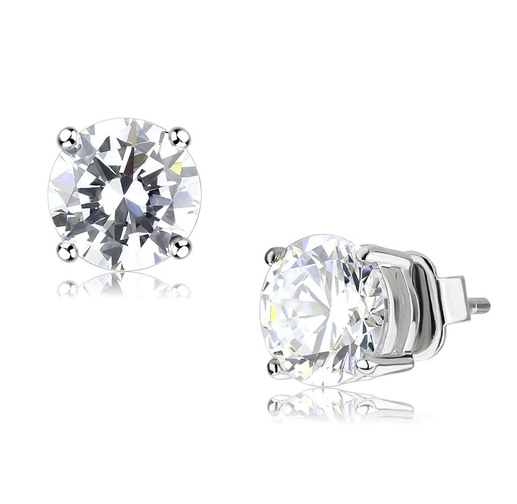 LO4632 - Rhodium Brass Earrings with AAA Grade CZ  in Clear