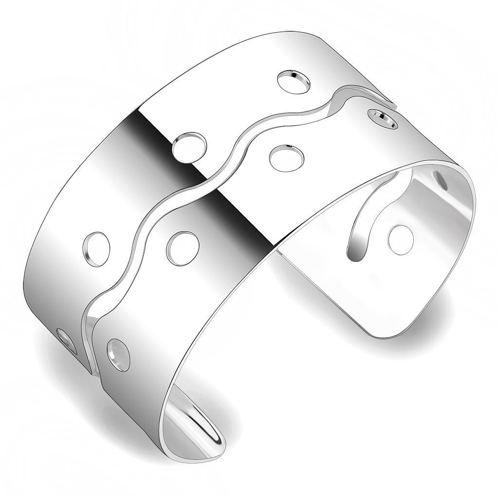 LO4660 - Matte Rhodium & Rhodium Stainless Steel Bangle with No Stone