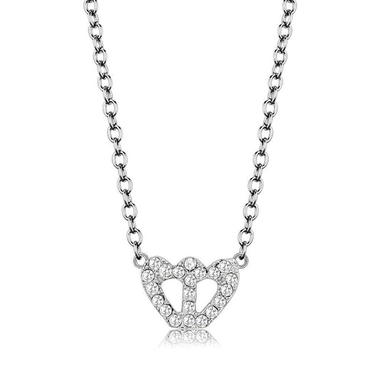 LO4694 - Rhodium Brass Necklace with Top Grade Crystal  in Clear