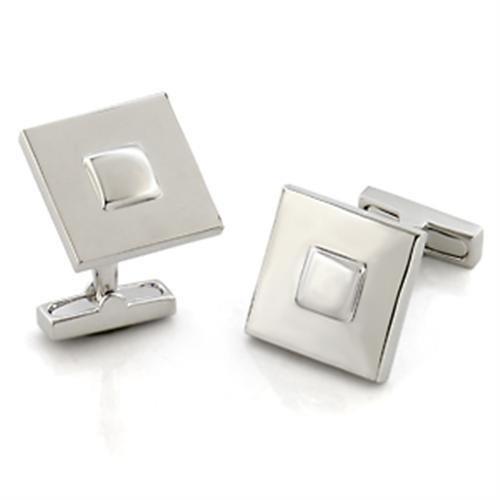 LO554 - Rhodium Brass Cufflink with No Stone