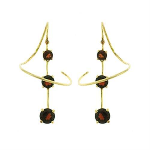 LOA438 - Gold 925 Sterling Silver Earrings with AAA Grade CZ  in Smoky Topaz