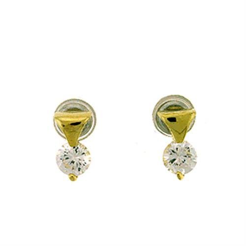 LOA446 - Gold Brass Earrings with AAA Grade CZ  in Clear