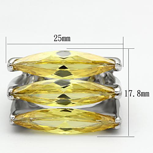 LOA850 - Rhodium Brass Ring with AAA Grade CZ  in Topaz