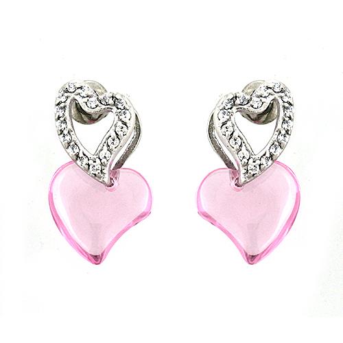 LOAS1333 - Rhodium 925 Sterling Silver Earrings with AAA Grade CZ  in Rose