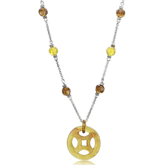 LOS027 - Silver 925 Sterling Silver Necklace with Synthetic Jade in Multi Color