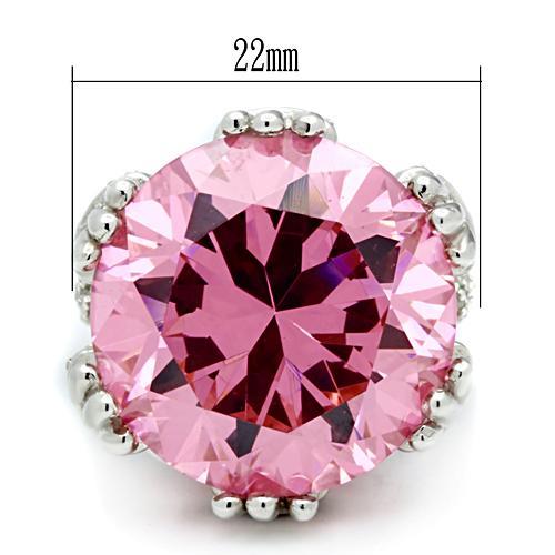 LOS530 - Silver 925 Sterling Silver Ring with AAA Grade CZ  in Rose