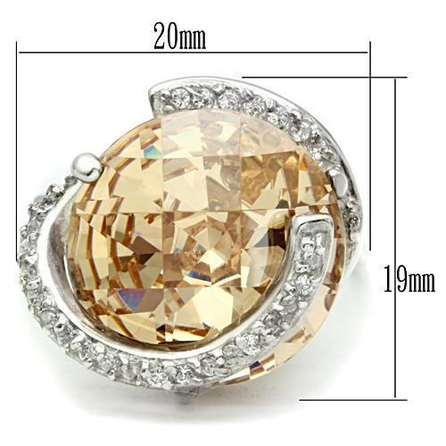 LOS540 - Silver 925 Sterling Silver Ring with AAA Grade CZ  in Champagne