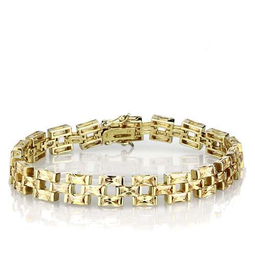 LOS601 - Gold 925 Sterling Silver Bracelet with AAA Grade CZ  in Champagne