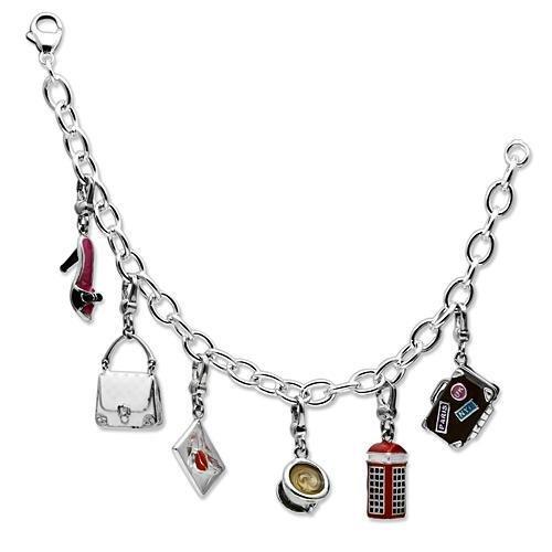 LOS607 - Silver 925 Sterling Silver Bracelet with Epoxy  in Multi Color