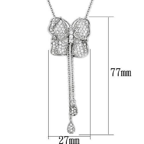 LOS608 - Silver 925 Sterling Silver Necklace with AAA Grade CZ  in Clear