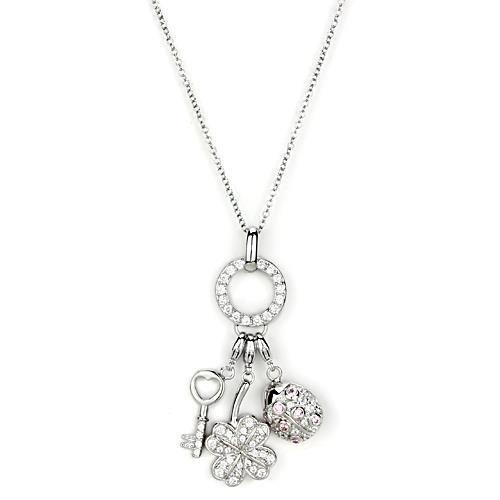 LOS609 - Silver 925 Sterling Silver Necklace with AAA Grade CZ  in Multi Color