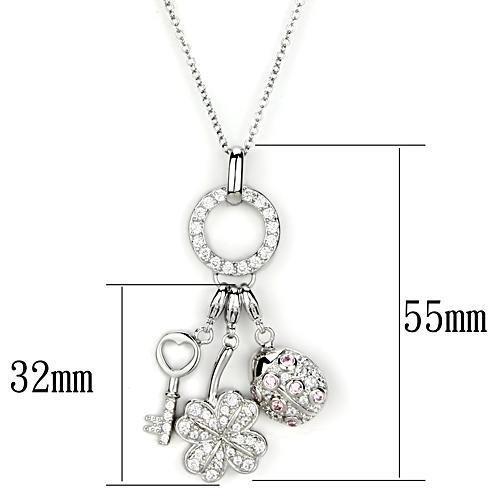 LOS609 - Silver 925 Sterling Silver Necklace with AAA Grade CZ  in Multi Color