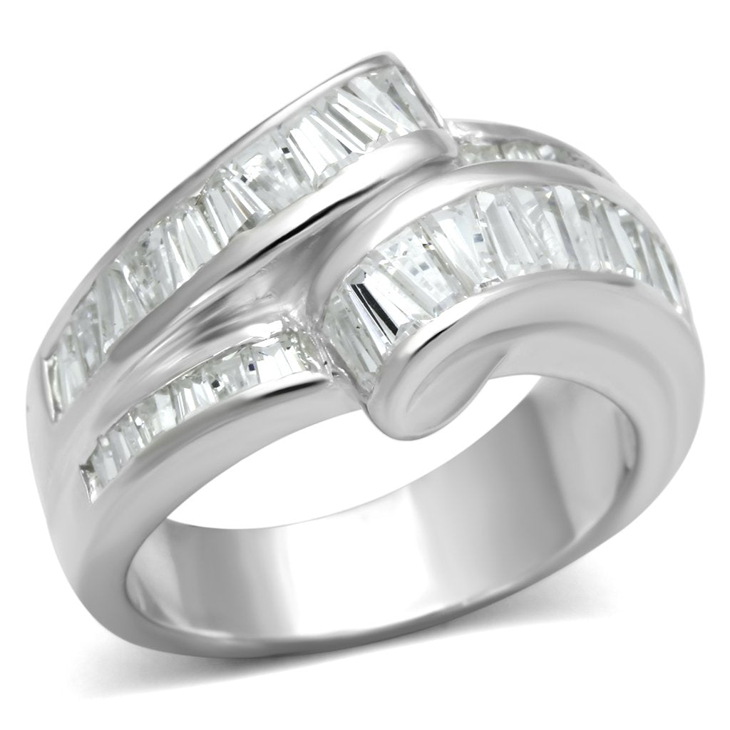 LOS637 - Silver 925 Sterling Silver Ring with AAA Grade CZ  in Clear