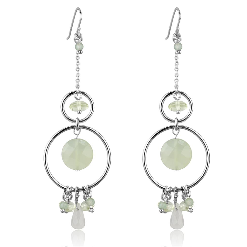 LOS791 - Silver 925 Sterling Silver Earrings with Synthetic Jade in Multi Color