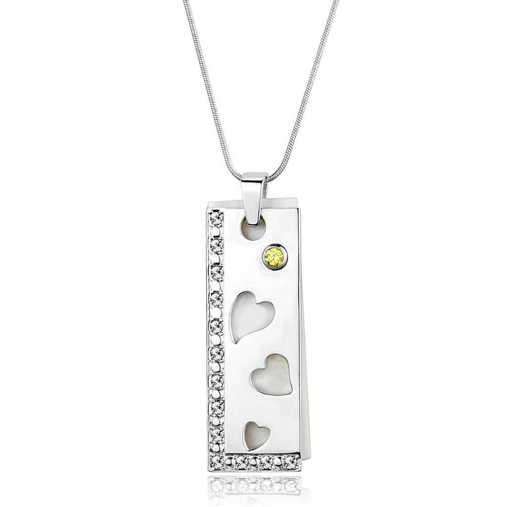 LOS858 - Silver 925 Sterling Silver Necklace with Precious Stone Conch in White
