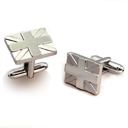 OT572 - Matte Rhodium & Rhodium Brass Cufflink with No Stone