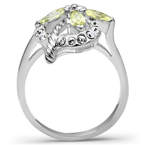 SS013 - Silver 925 Sterling Silver Ring with AAA Grade CZ  in Apple Green color