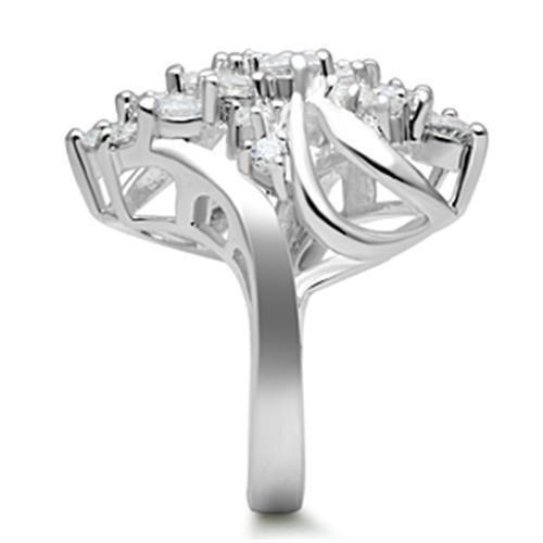 SS016 - Silver 925 Sterling Silver Ring with AAA Grade CZ  in Clear