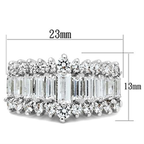 SS021 - Silver 925 Sterling Silver Ring with AAA Grade CZ  in Clear
